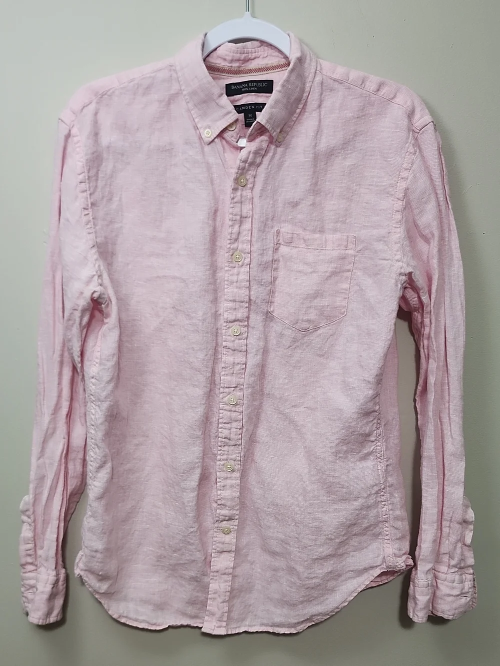 Banana Republic Camden Fit Pink Linen Button-Down Shirt